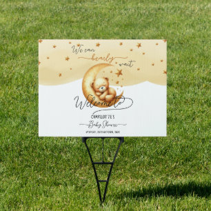 We Can Bearly Wait Cute Baby Bear Baby Shower Sign