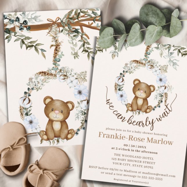 We Can Bearly Wait! Cute Baby Shower Invitation (Creator Uploaded)