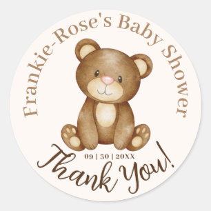 We can Bearly Wait! Cute Baby Shower Thank You Classic Round Sticker