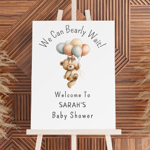 We Can Bearly Wait Cute Baby Shower Welcome Foam Board