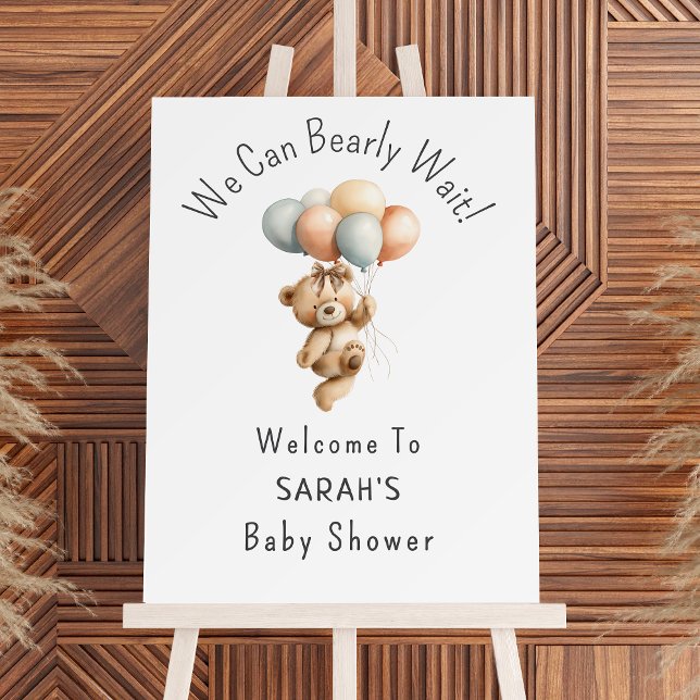We Can Bearly Wait Cute Baby Shower Welcome Foam Board (Creator Uploaded)
