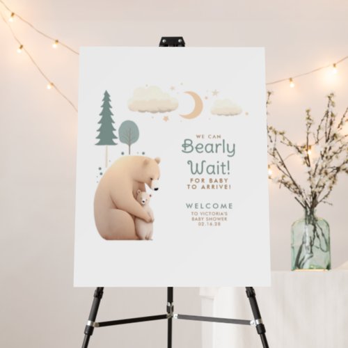 We Can Bearly Wait Cute Baby Shower Welcome Sign