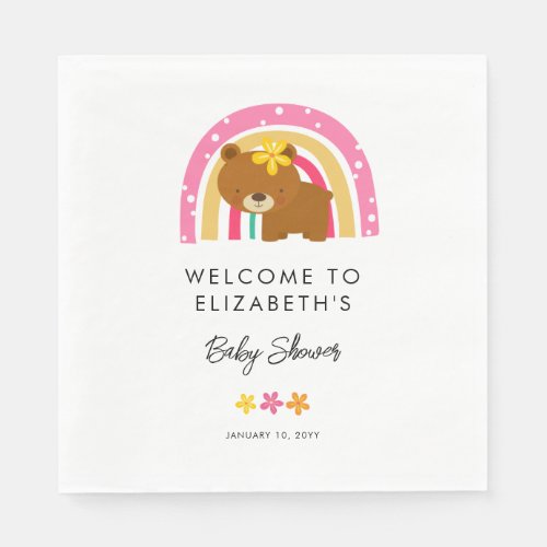 We Can Bearly Wait Cute Bear Baby Shower Party  Napkins