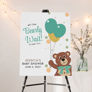 We Can Bearly Wait Cute Bear Baby Shower Welcome Foam Board