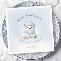 We Can Bearly Wait Cute Bear Blue Boy Baby Shower  Napkins