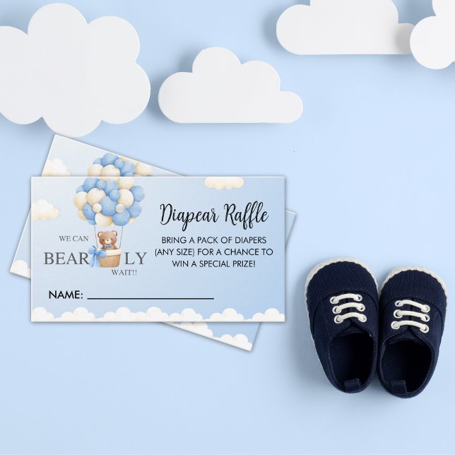 We Can Bearly Wait Cute Bear Boy Baby Shower Enclosure Card (Creator Uploaded)