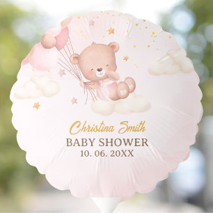 We Can Bearly Wait Cute Bear Girl Baby Shower Balloon