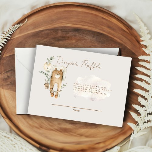 We Can Bearly Wait Cute Boho Diaper Raffle  Enclosure Card