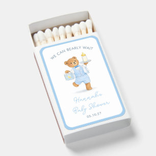 We Can Bearly Wait Cute Boy Teddy Bear Baby Shower Matchboxes