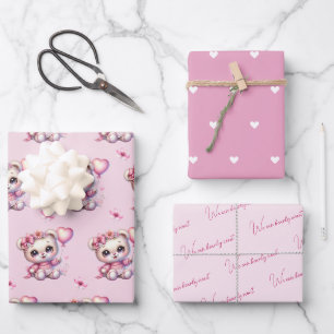 We Can Bearly Wait! Cute Teddy Bear Baby Shower Wrapping Paper Sheets