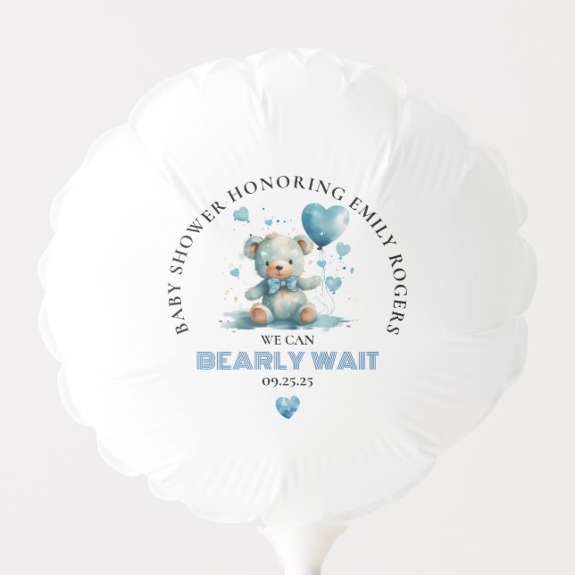 We Can Bearly Wait Cute Teddy Bear Balloon (Front)