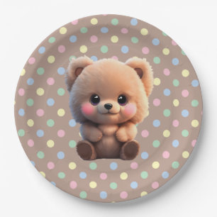 We can Bearly Wait cute teddy bear Paper Plates