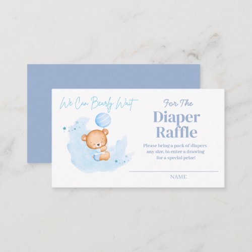 We Can Bearly Wait Diaper Raffle Enclosure Card