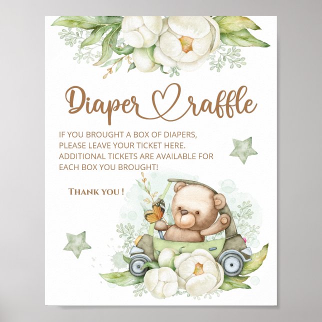 We can bearly wait diaper raffle Poster (Front)