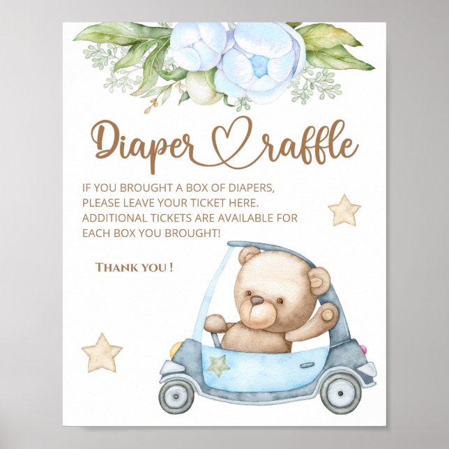 We can bearly wait diaper raffle poster (Front)