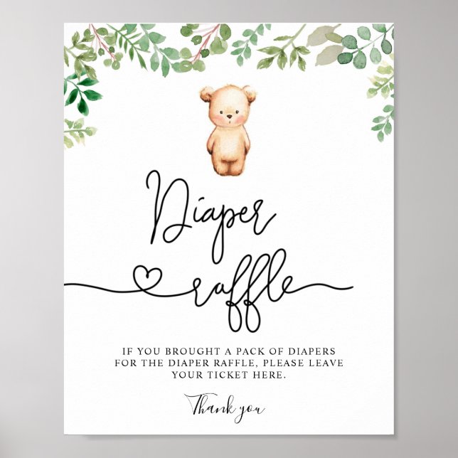 We can bearly wait diaper raffle poster (Front)