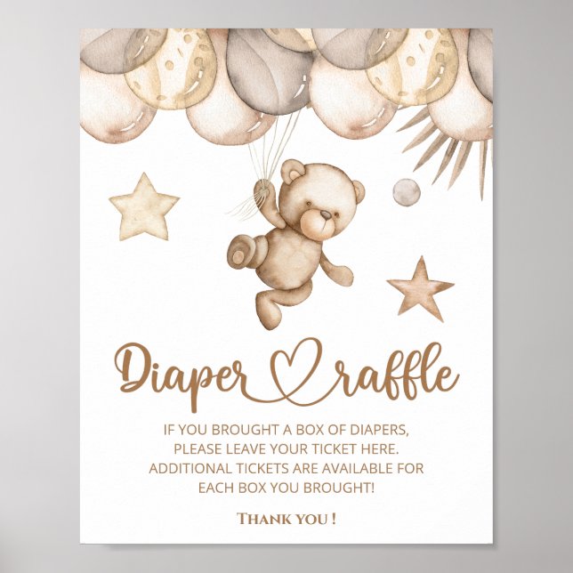 We can bearly wait diaper raffle poster (Front)