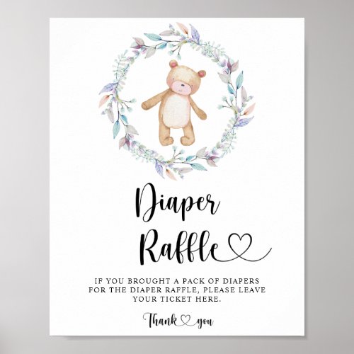 We can bearly wait diaper raffle poster