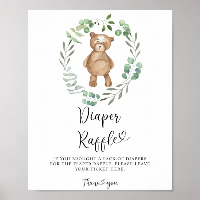 We can bearly wait diaper raffle poster (Front)