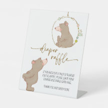 We Can Bearly Wait Diaper Raffle Sign JL01