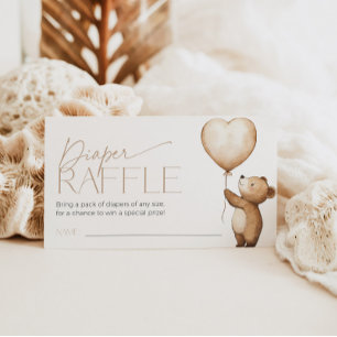 We Can Bearly Wait Diaper Raffle Ticket Baby Showe Enclosure Card
