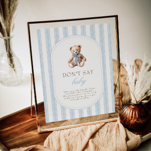 We Can Bearly Wait Don't Say Baby Game Sign