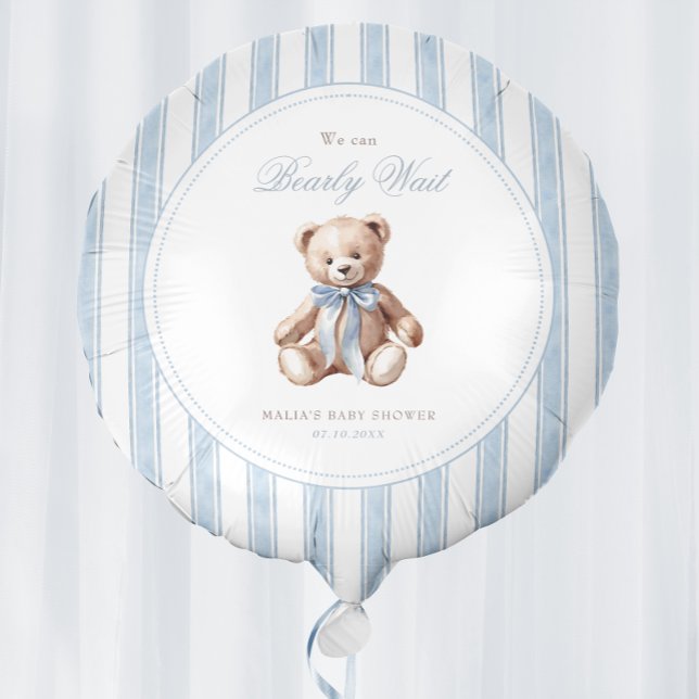 We Can Bearly Wait Elegant Baby Shower Balloon (Creator Uploaded)
