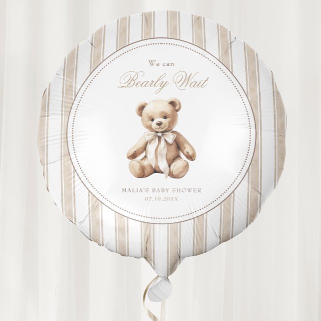 We Can Bearly Wait Elegant Baby Shower Balloon (Creator Uploaded)