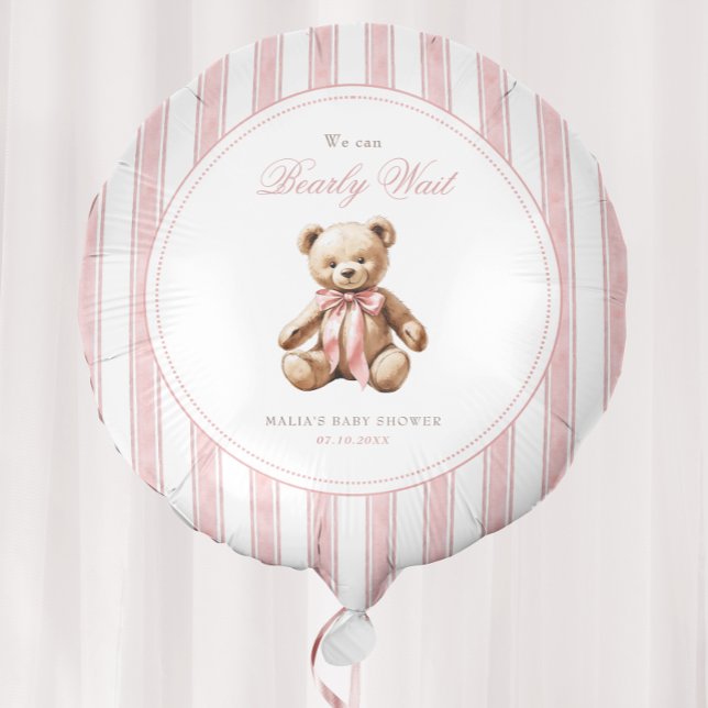 We Can Bearly Wait Elegant Baby Shower Balloon (Creator Uploaded)