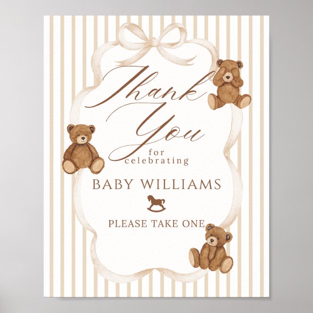 We Can Bearly Wait Elegant Baby Shower Favors Poster (Front)