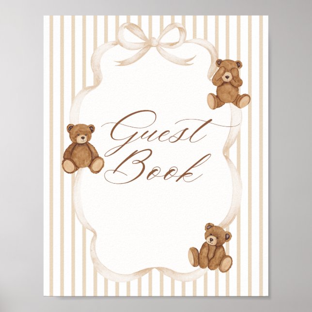 We Can Bearly Wait Elegant Baby Shower guest book (Front)