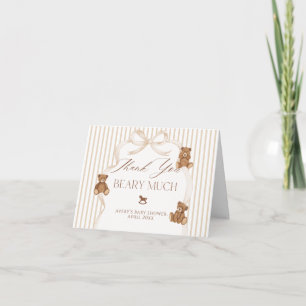 We Can Bearly Wait Elegant Baby Shower Letterpress Thank You Card