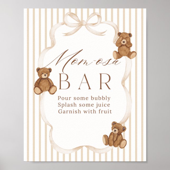 We Can Bearly Wait Elegant Baby Shower momosa Poster (Front)