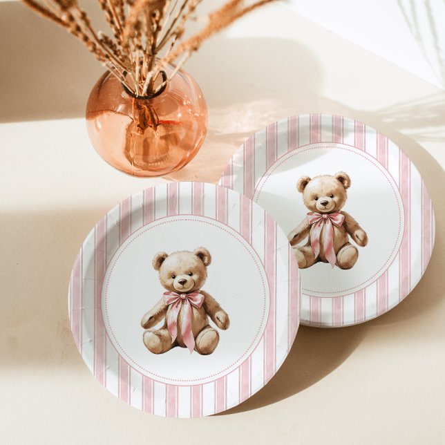 We Can Bearly Wait Elegant Baby Shower Paper Plate (Creator Uploaded)