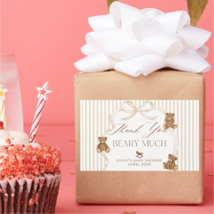 We Can Bearly Wait Elegant Baby Shower Rectangular Sticker