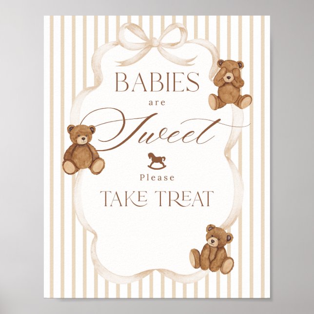 We Can Bearly Wait Elegant Baby Shower sweet bar Poster (Front)