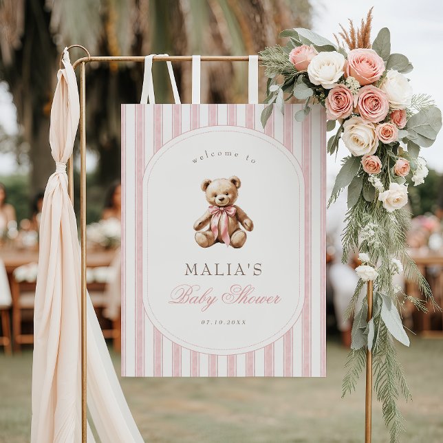 We Can Bearly Wait Elegant Baby Shower Welcome Poster (Creator Uploaded)