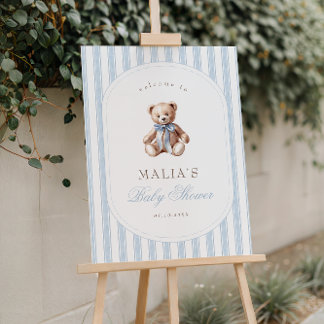 We Can Bearly Wait Elegant Baby Shower Welcome Poster