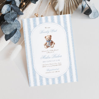 We Can Bearly Wait Elegant Teddy Bear Baby Shower Invitation