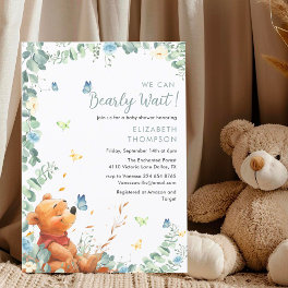 We Can Bearly Wait Eucalypso Boy Baby Showe Invitation