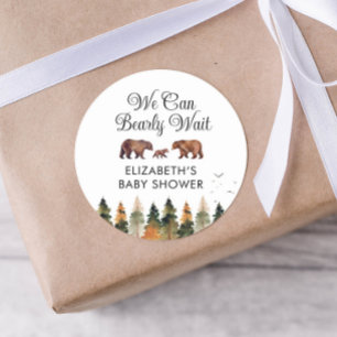 We Can Bearly Wait Fall Baby Shower Classic Round Sticker