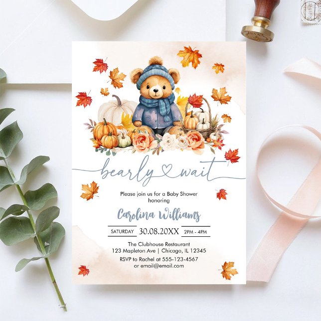 We Can Bearly Wait Fall Baby Shower Invitation (Creator Uploaded)