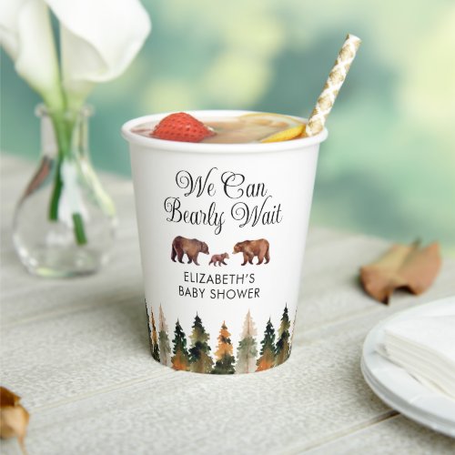 We Can Bearly Wait Fall Baby Shower  Paper Cups