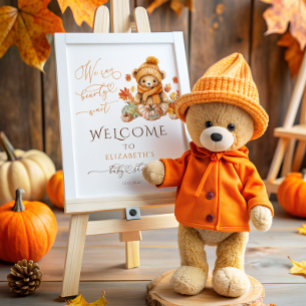 We can Bearly Wait Fall Baby Shower Welcome Poster