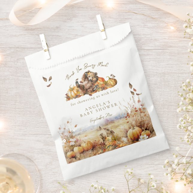 We Can Bearly Wait Fall Forest Baby Shower Favor Bag (Clipped)