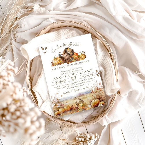 We Can Bearly Wait Fall Forest Baby Shower Invitation