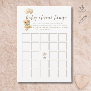 We Can Bearly Wait Game Baby Shower Bingo Card