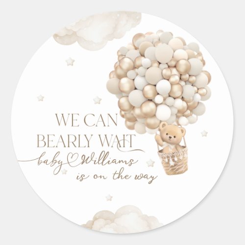 We Can Bearly wait Gender Neutral Baby Shower Classic Round Sticker