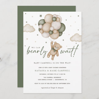 We Can Bearly Wait Gender Neutral Baby Shower Invitation