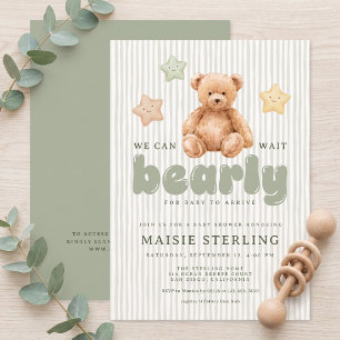 We Can Bearly Wait Gender Neutral Baby Shower Invitation
